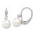 14k White Gold 6-7mm White Round Freshwater Cultured Pearl and .06 Carat Diamond Leverback Earrings