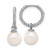 14k White Gold 7-8mm Black and White Freshwater Cultured Pearl Removable Dangle Hoop Earrings