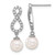 14k White Gold 7-8mm White Round Akoya Saltwater Cultured Pearl and .40 Carat Diamond Infinity Post Dangle Earrings