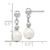 14k White Gold 7-8mm White Semi-round Freshwater Cultured Pearl Post Dangle Earrings