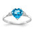 14k White Gold 7mm Heart Blue Topaz AA Diamond ring