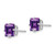 14k White Gold 7mm Princess Cut Amethyst Earrings