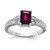 14k White Gold 7x5mm Emerald Cut Rhodolite Garnet AA Diamond ring