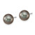 14k White Gold 8-9mm Black Round Tahitian Saltwater Cultured Pearl Post Earrings