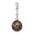 14k White Gold 8-9mm Black Teardrop Tahitian Saltwater Cultured Pearl and .04 Carat Diamond Pendant