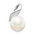 14k White Gold 8-9mm Button FWC Pearl Satin Finish Pendant Slide