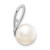 14k White Gold 8-9mm Button FWC Pearl Satin Finish Pendant Slide