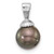 14K White Gold 8-9mm Round Black Tahitian Saltwater Cultured Pearl Pendant - XF-153D2D00-3421