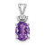 14k White Gold 8x6mm Oval Amethyst AA Diamond Pendant
