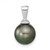 14k White Gold 9-10mm Black Round Tahitian Saltwater Cultured Pearl Pendant