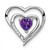 14k White Gold Amethyst and Diamond Heart Pendant - PM-20F43D76-3880