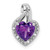 14k White Gold Amethyst and Diamond Heart Pendant - PM-30B00B99-7068