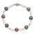 14k White Gold Black and White Semi-Round Freshwater Cultured and Mirror Bead 7.5 inch Bracelet