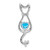 14k White Gold Blue Topaz and Diamond Cat Pendant