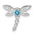 14k White Gold Blue Topaz and Diamond Dragonfly Chain Slide
