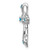 14k White Gold Blue Topaz and Diamond Fleur de Lis Cross Chain Slide
