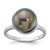14k White Gold Brushed 10-11mm Round Black Tahitian Saltwater Cultured Pearl Ring