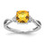 14K White Gold Checkerboard Citrine and Diamond Ring