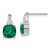 14K White Gold Checkerboard Created Emerald and Diamond Earrings