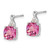 14K White Gold Checkerboard Created Pink Sapphire and Diamond Earrings