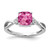 14K White Gold Checkerboard Created Pink Sapphire and Diamond Ring