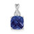 14K White Gold Checkerboard Created Sapphire and Diamond Pendant