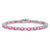 14k White Gold Complete Lab Created Oval Pink Sapphire and Diamond 7 inch Bracelet