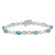 14k White Gold Complete Oval Swiss Blue Topaz and Diamond Infinity Link 7 inch Bracelet