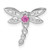 14k White Gold Cr. Pink Sapphire and Diamond Dragonfly Chain Slide
