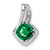 14k White Gold Created Emerald and Diamond Chain Slide Pendant