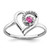 14k White Gold Created Pink Sapphire and Diamond Heart Ring - RM-D7125243-8272