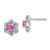 14k White Gold Created Pink Sapphire and Diamond Post Earrings