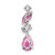 14k White Gold Created Pink Sapphire and Opal Chain Slide