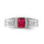 14k White Gold Created Ruby and Diamond Mens Ring - RM-F4DEC3D1-2778