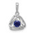 14k White Gold Created Sapphire Triangle Pendant