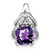 14k White Gold Cushion Amethyst and Diamond Pendant - PM-6220082B-3982