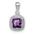 14k White Gold Cushion Amethyst and Diamond Pendant - PM-BE3B87B8-8067