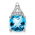 14k White Gold Cushion Blue Topaz and Diamond Pendant - PM-EE1B6BC7-4665