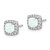 14k White Gold Cushion Created Opal and Diamond Halo Earrings