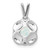 14k White Gold Cushion Created Opal and Diamond Pendant