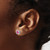 14k White Gold Cushion Created Pink Sapphire and Diamond Earrings