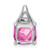 14k White Gold Cushion Created Pink Sapphire/Diamond Pendant