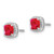 14k White Gold Cushion Ruby and Diamond Halo Earrings