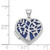 14k White Gold Cut-out Tree of Life with Blue Fabric Interior 18mm Heart Locket