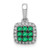 14k White Gold Diamond and .19 Emerald Square Halo Pendant