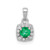 14k White Gold Diamond and .20 Emerald Square Halo Pendant