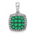 14k White Gold Diamond and .50 Emerald Square Halo Pendant