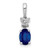 14k White Gold Diamond and .82 Oval Sapphire Pendant