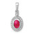 14k White Gold Diamond and Cabochon Ruby Halo Pendant - PM-44411831-9848