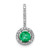 14k White Gold Diamond and Emerald Halo Pendant